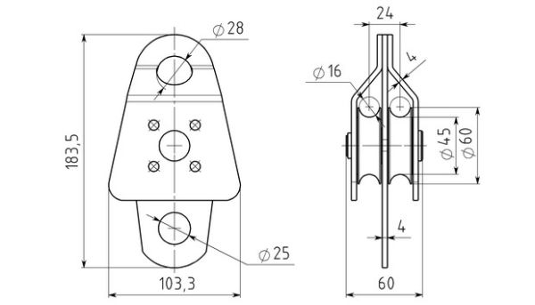  Блок-ролик Вертикаль двойной большой с подшипником в Луганске  