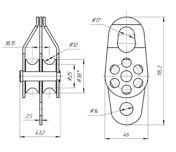  Блок-ролик Вертикаль двойной сталь с подшипником в Луганске  