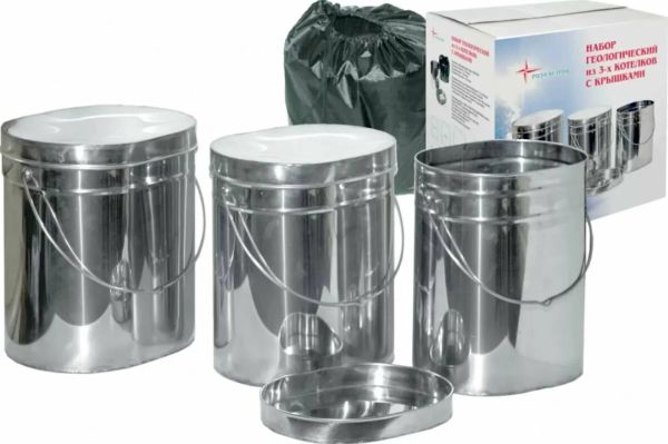 Набор котлов Роза Ветров высоких 3шт нерж.(5,0;6,5;8,5л.)крышка без ручек